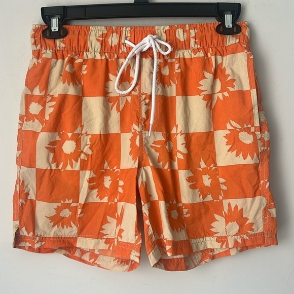 Urban Outfitters Men’s Orange Floral Swim Trunks Size Small‎ ✔️ - Picture 1 of 4